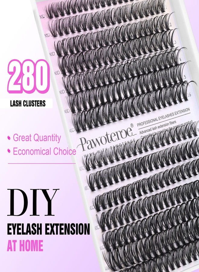 Pawotence Lash Clusters 280pcs Individual Lashes 30D 40D Cluster Eyelash Extensions 9-16mm Eyelash Clusters Lash Extensions for Self Application (30D&40D, 0.07D, 9-16mm) - Image 2
